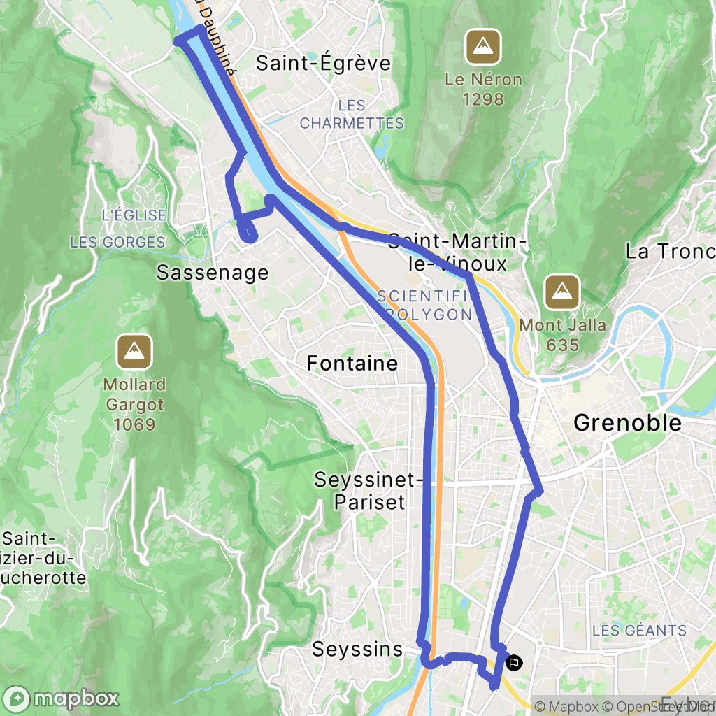 Échirolles : carte du parcours de randonnée - France