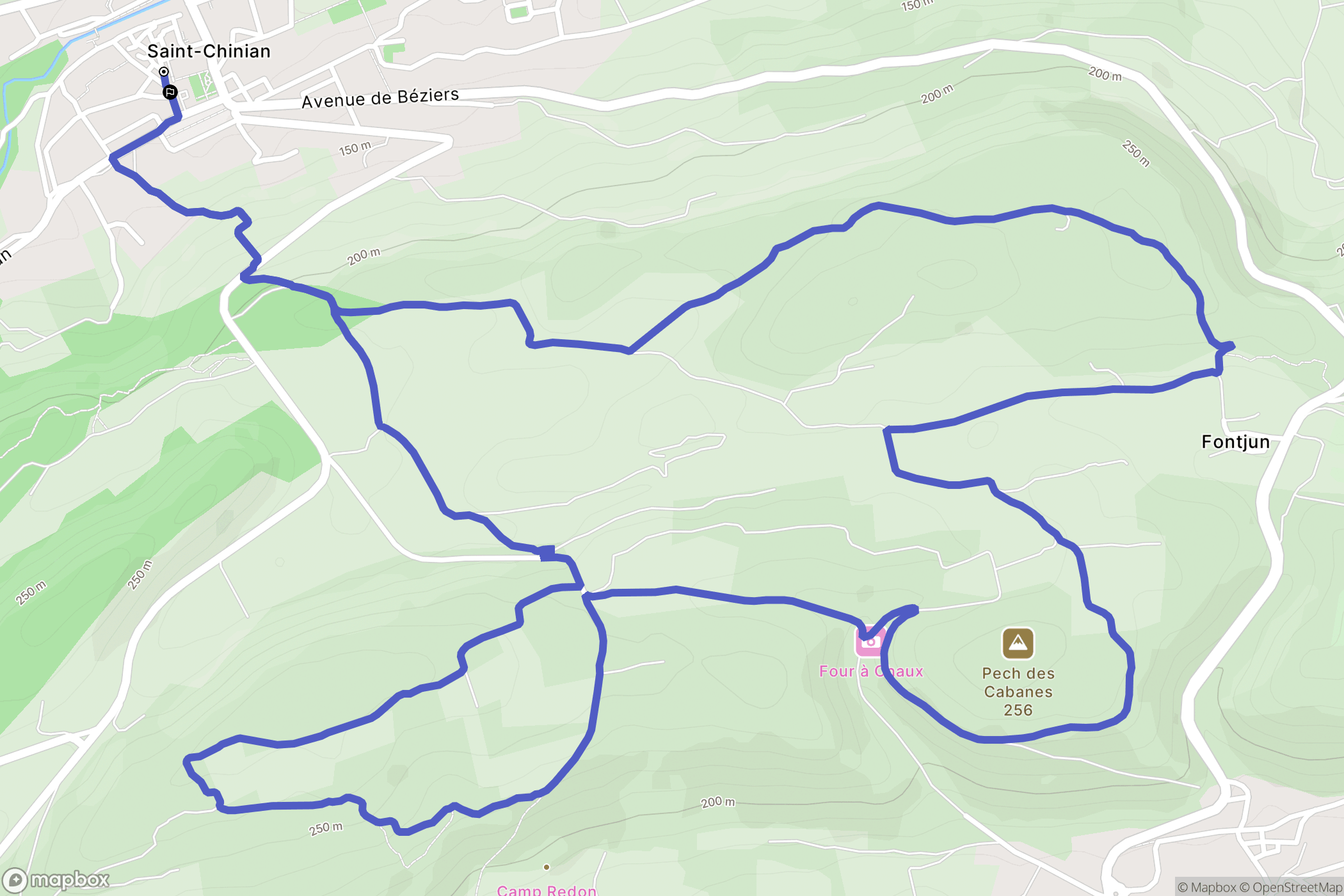 Saint-Chinian : carte du parcours de randonnée - France