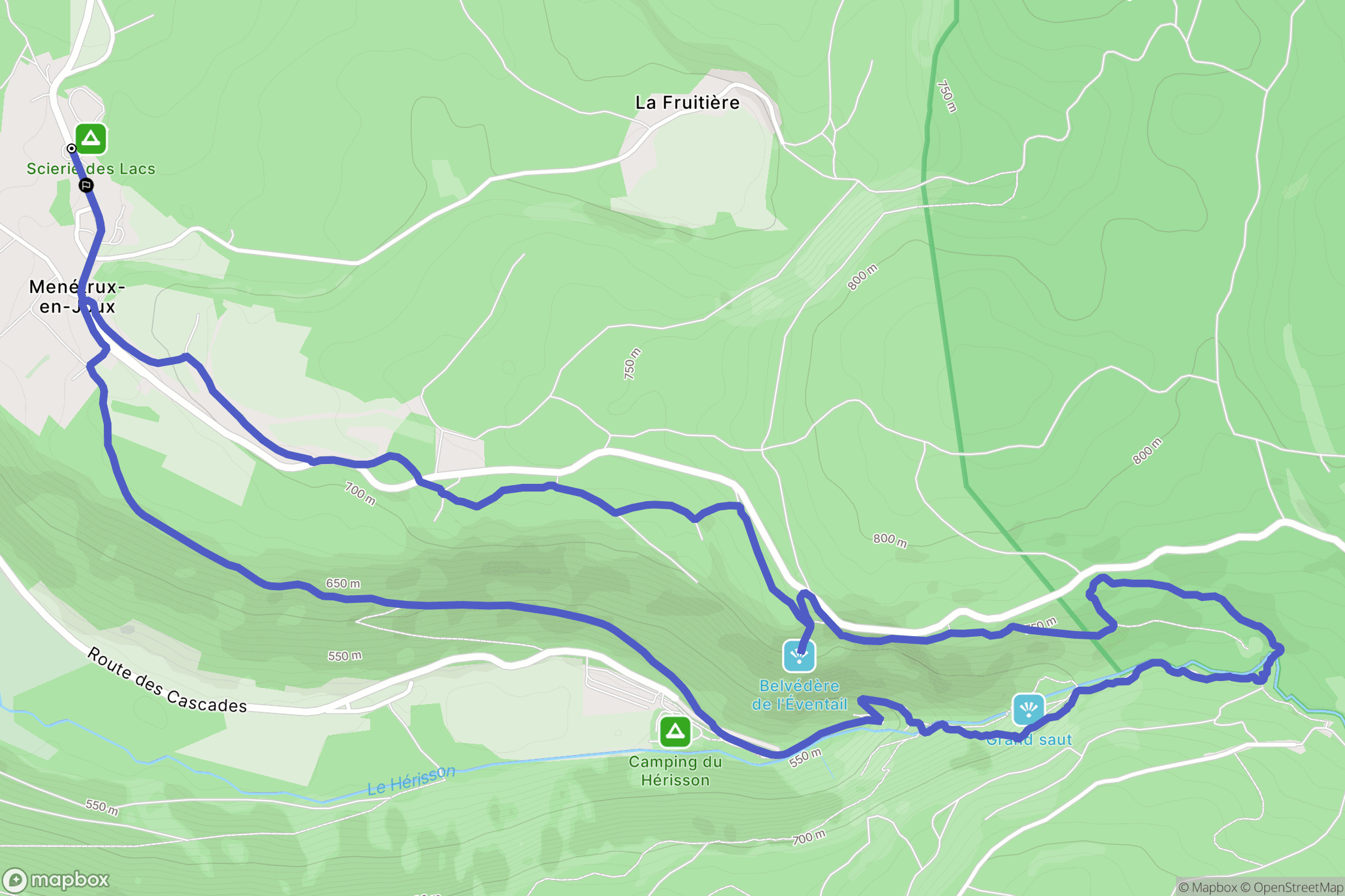 Menétrux-en-Joux : carte du parcours de randonnée - France