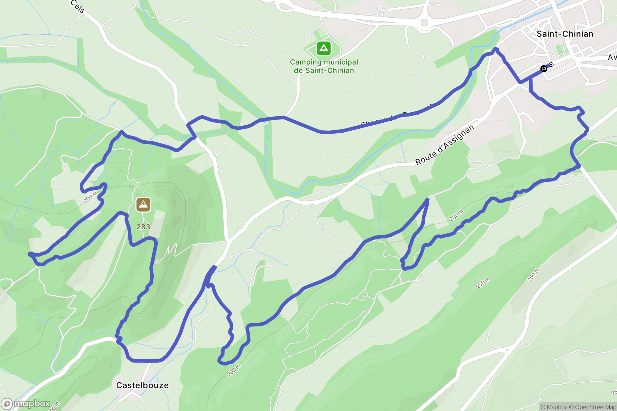 Saint-Chinian : carte du parcours de randonnée - France