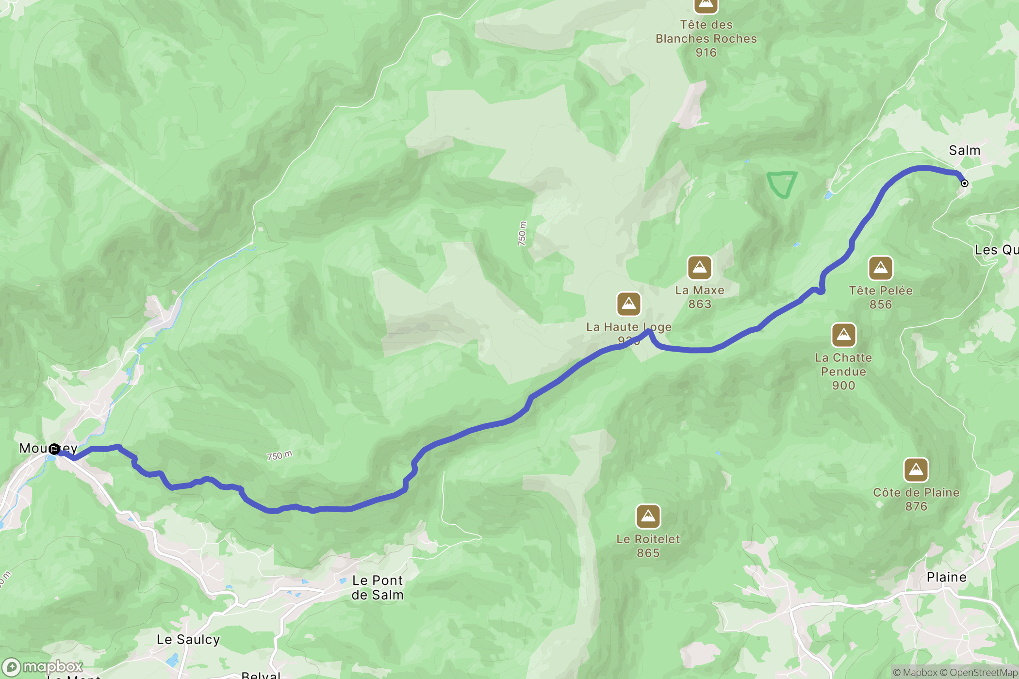 La Broque : carte du parcours de randonnée - France