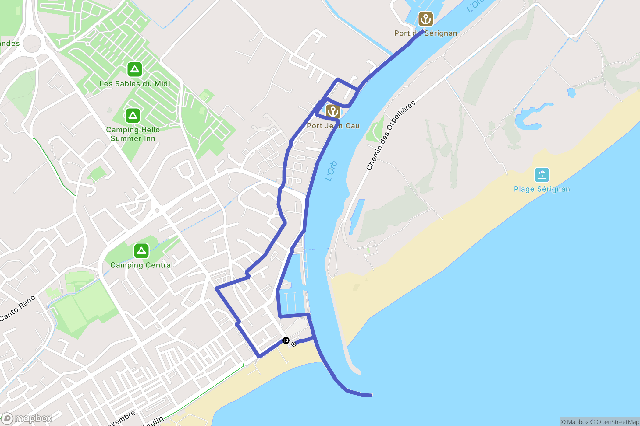 Valras-Plage : carte du parcours de randonnée - France