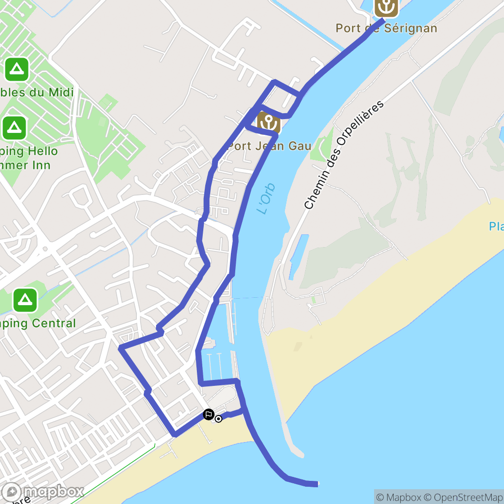 Valras-Plage : carte du parcours de randonnée - France