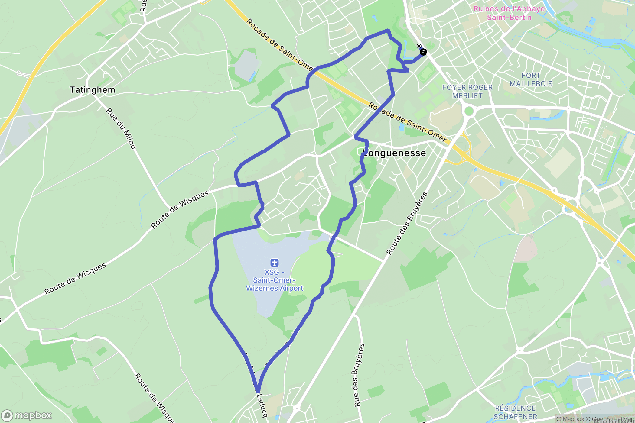 Saint-Omer : carte du parcours de randonnée - France