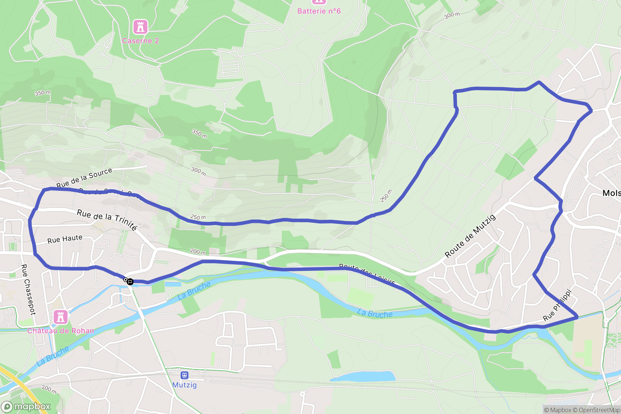 Mutzig : carte du parcours de randonnée - France