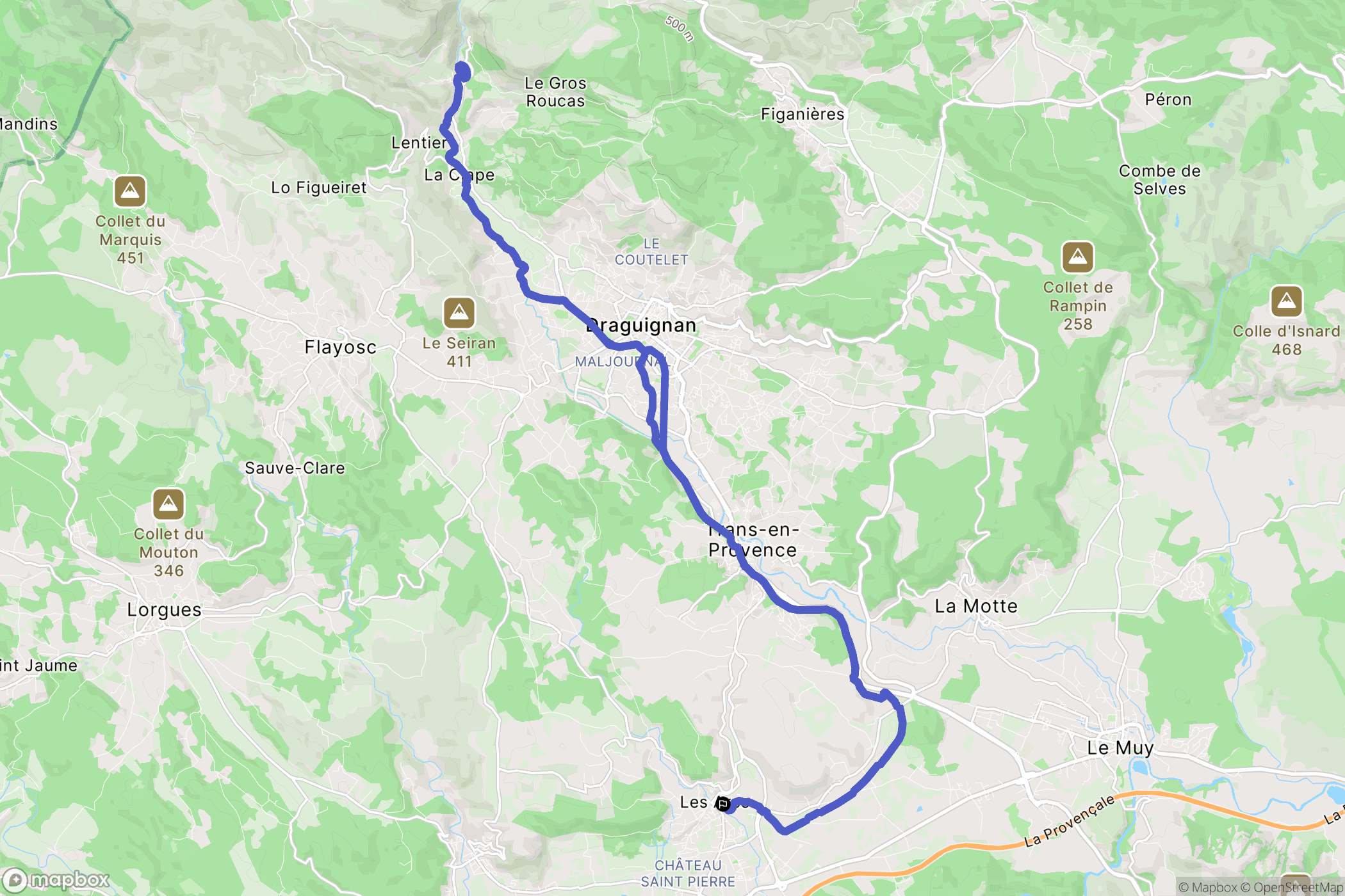 Les Arcs : carte du parcours de randonnée - France