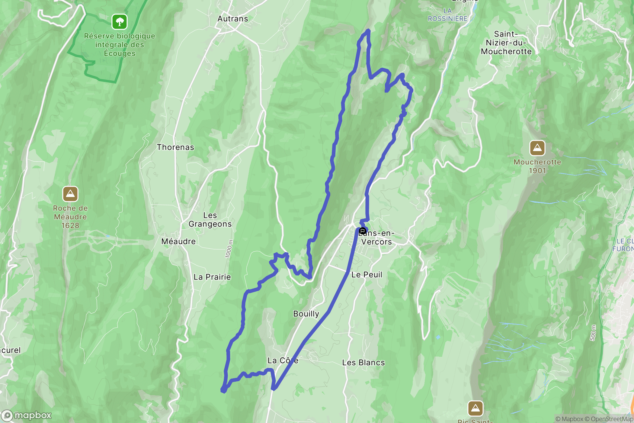 Lans-en-Vercors : carte du parcours de randonnée - France