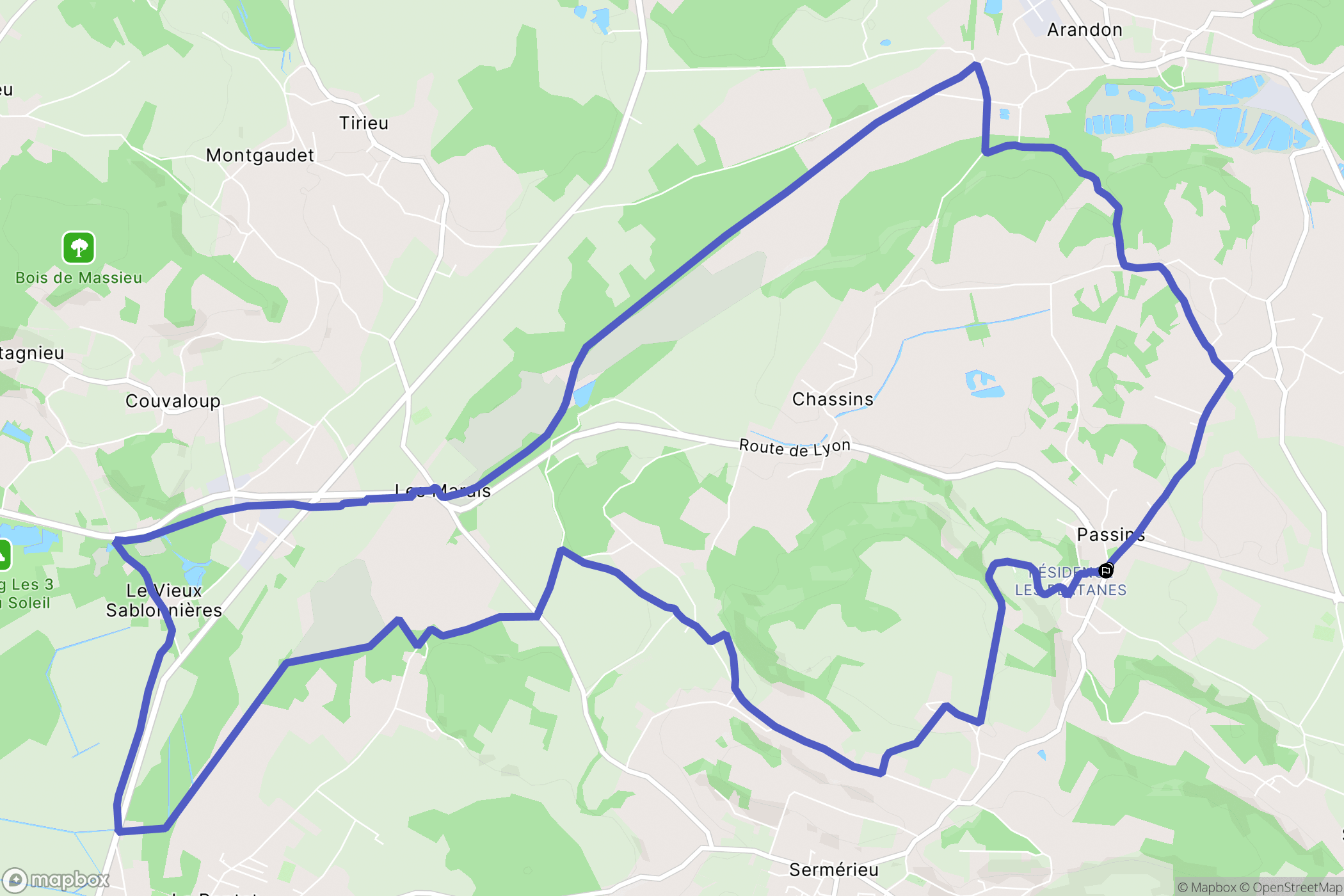 Arandon-Passins : carte du parcours de randonnée - France
