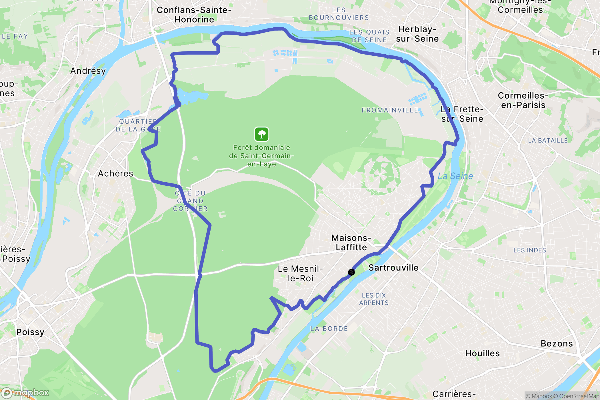 Maisons-Laffitte : carte du parcours de randonnée - France