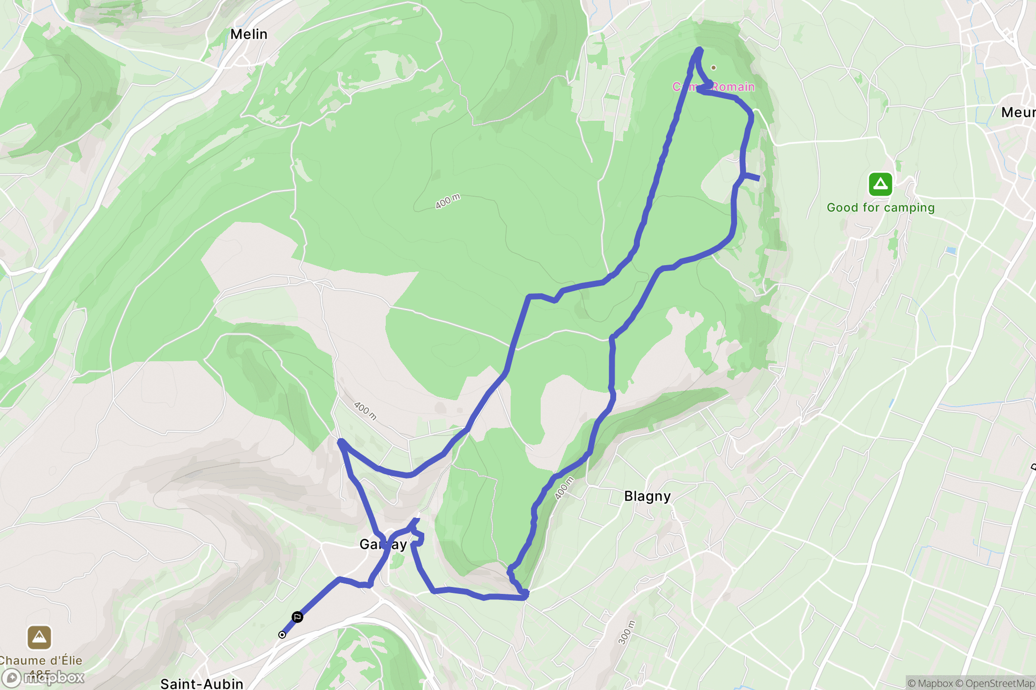 Saint-Aubin : carte du parcours de randonnée - France