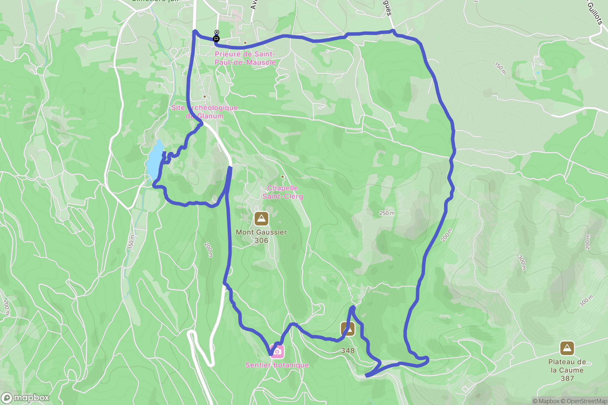 Saint Rémy de Provence : carte du parcours de randonnée - France