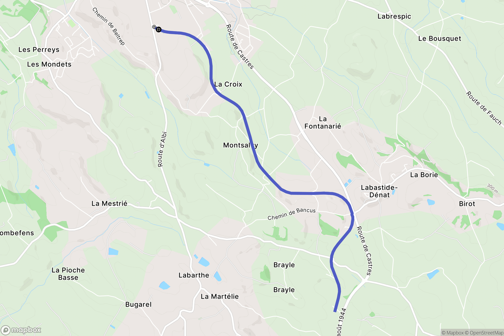 Puygouzon : carte du parcours de randonnée - France