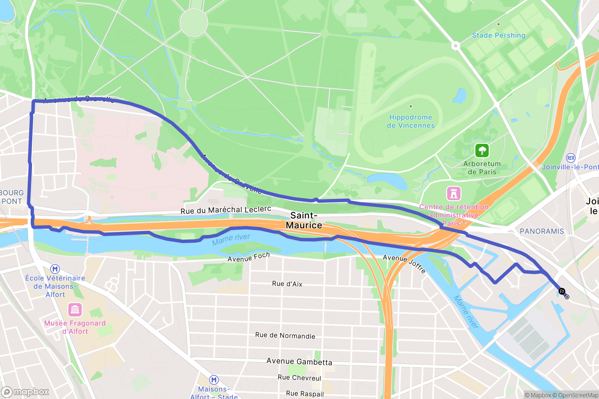 Joinville-le-Pont : carte du parcours de randonnée - France