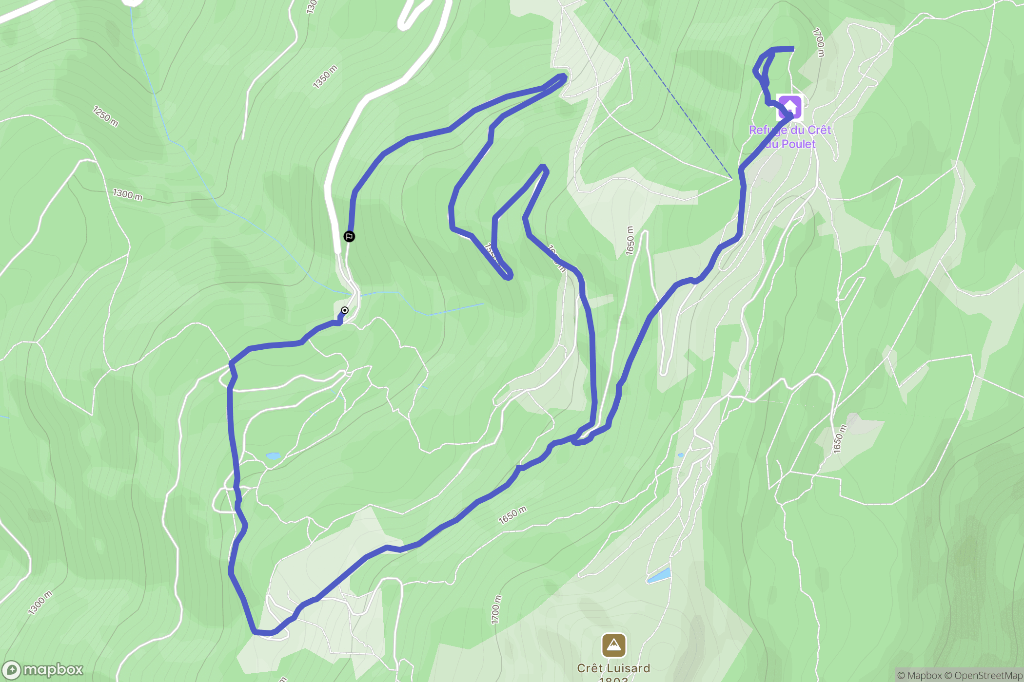 Crêts-en-Belledonne : carte du parcours de randonnée - France