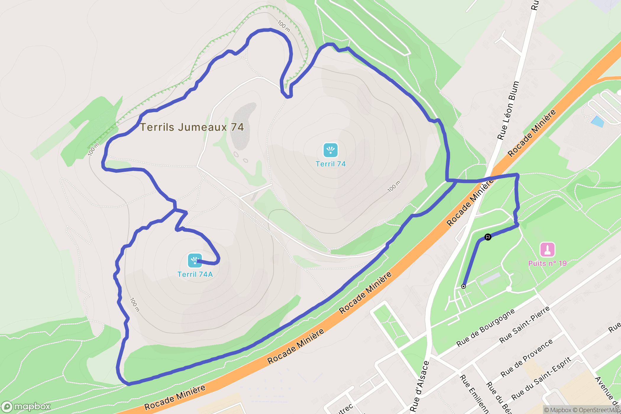 Loos-en-Gohelle : carte du parcours de randonnée - France
