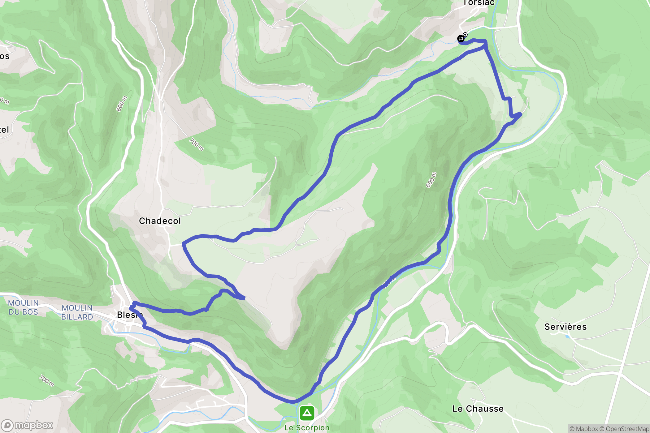 Torsiac : carte du parcours de randonnée - France