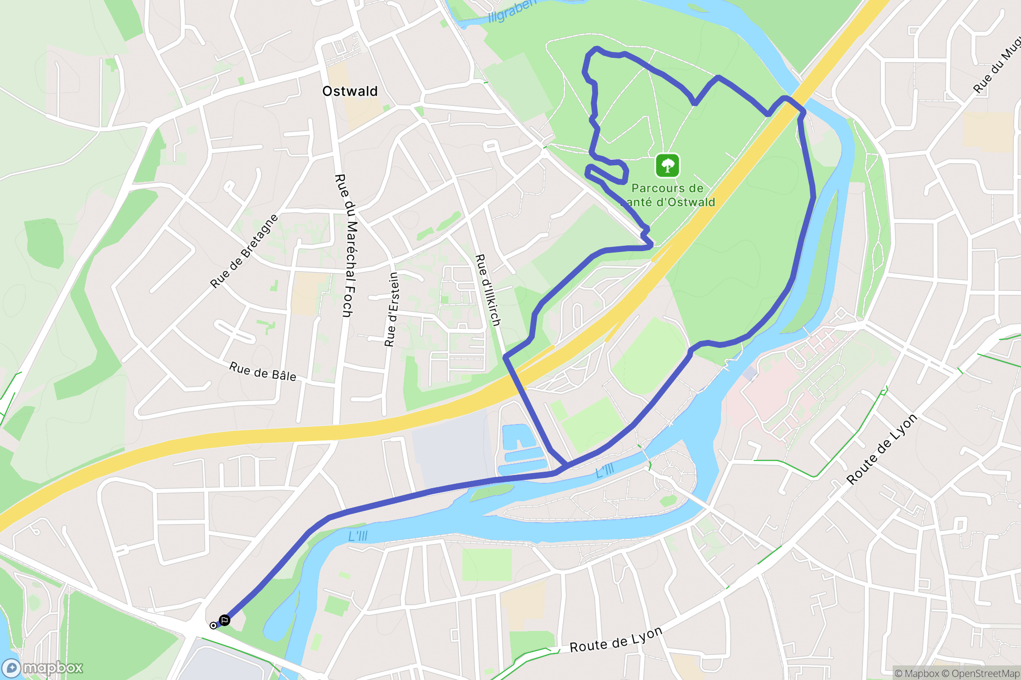 Ostwald : carte du parcours de randonnée - France