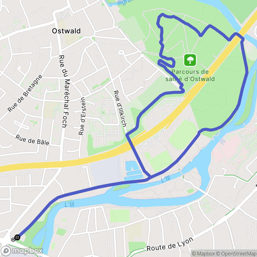 Ostwald : carte du parcours de randonnée - France
