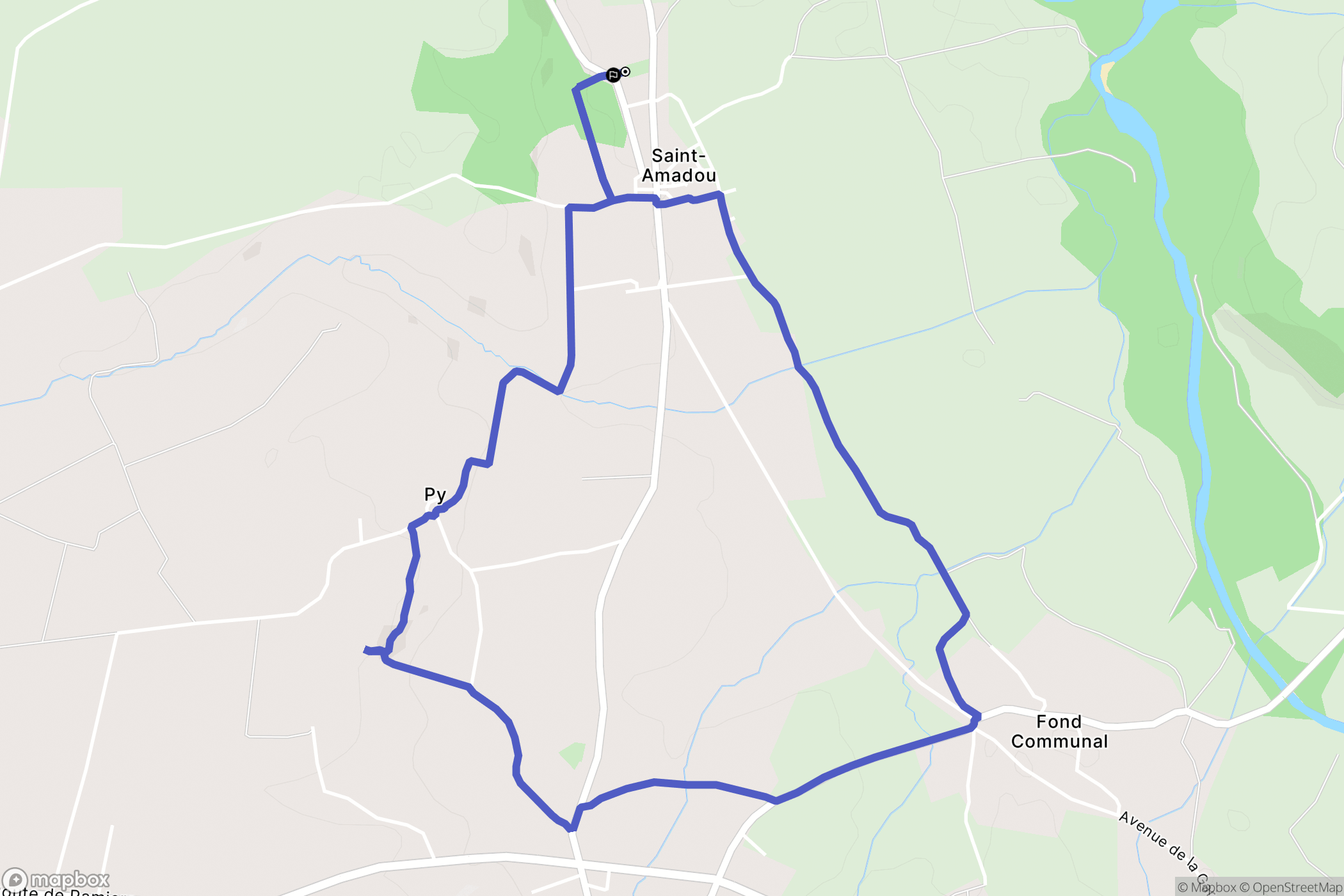 Saint-Amadou : carte du parcours de randonnée - France