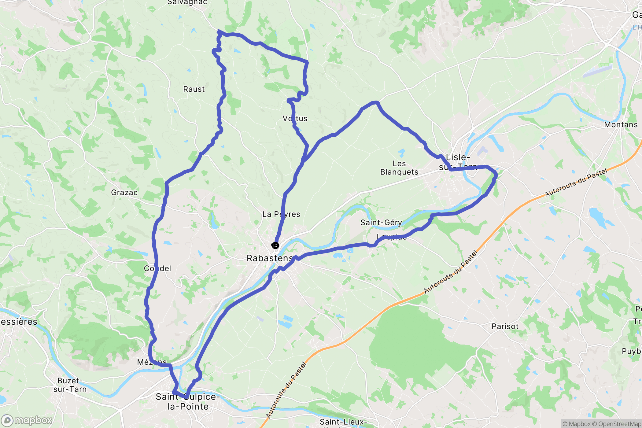 Rabastens : carte du parcours de randonnée - France