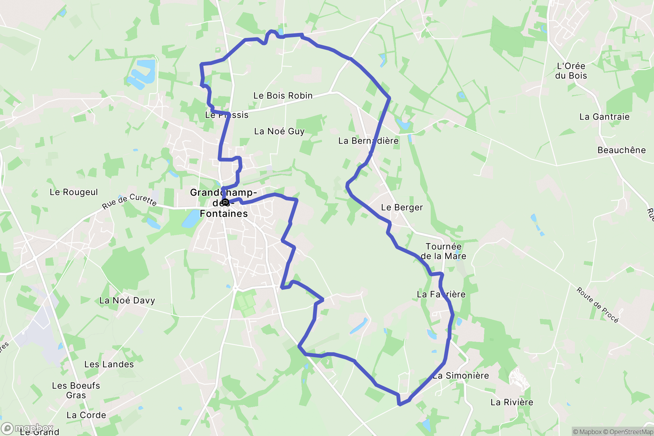 Grandchamps-des-Fontaines : carte du parcours de randonnée - France