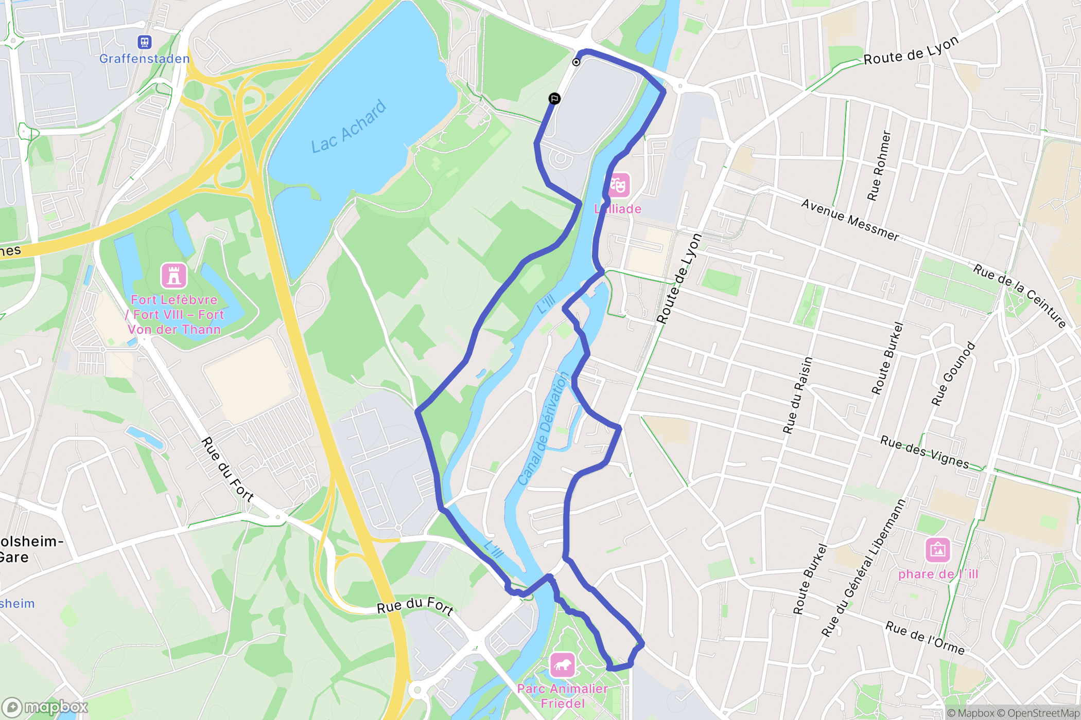 Illkirch-Graffenstaden : carte du parcours de randonnée - France