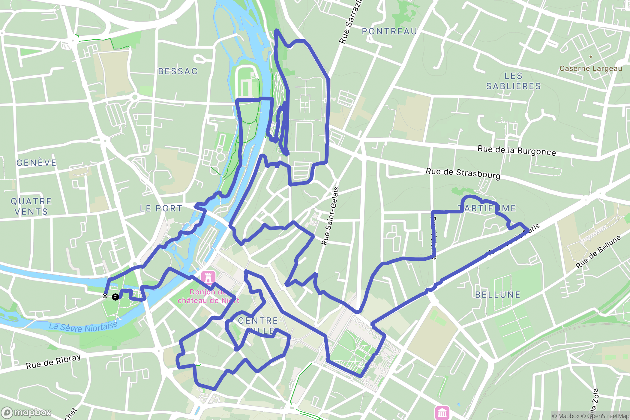 Niort : carte du parcours de randonnée - France