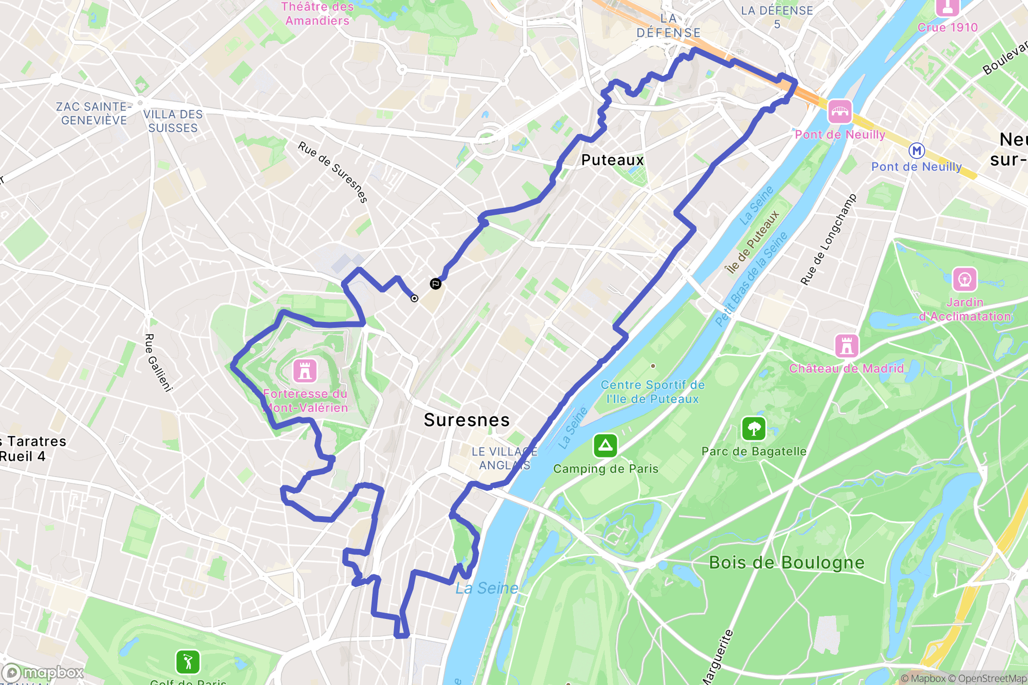 Suresnes : carte du parcours de randonnée - France