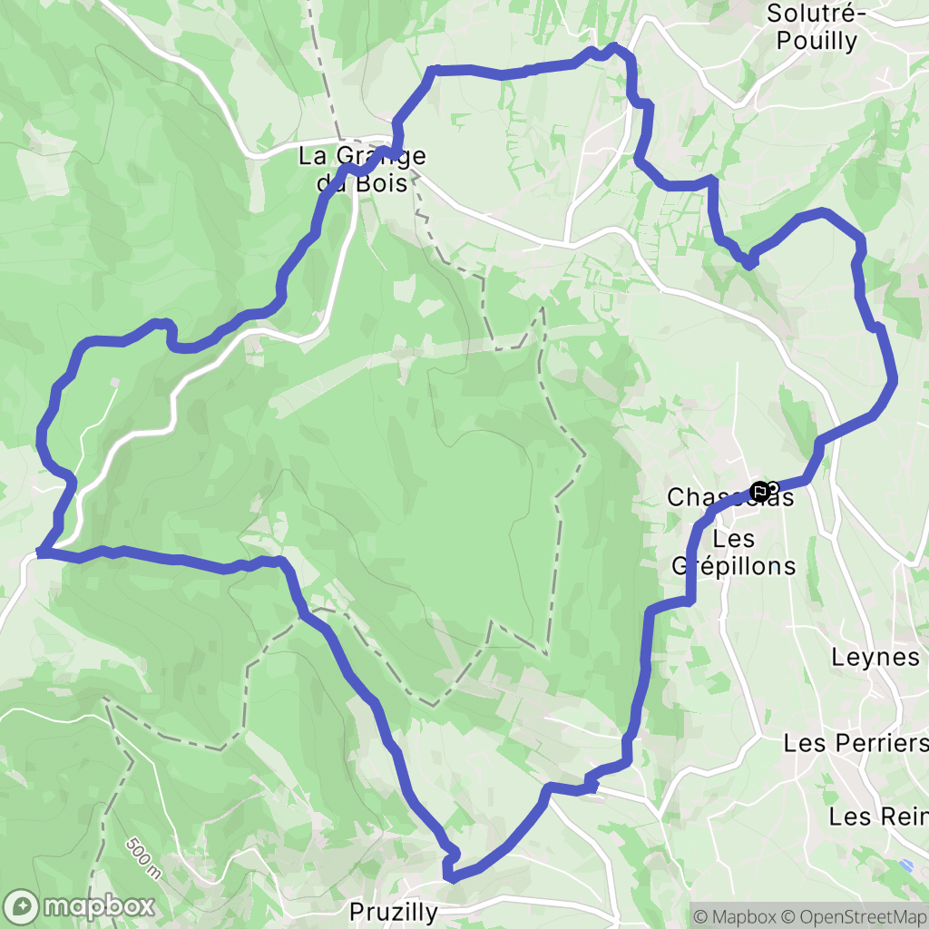 Chasselas : carte du parcours de randonnée - France