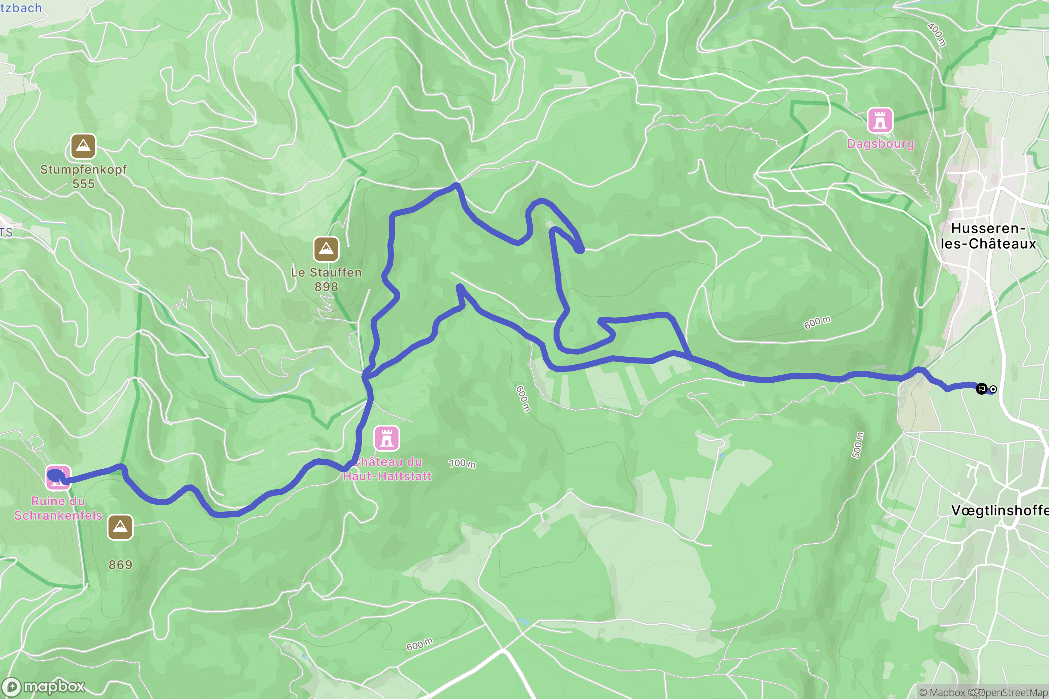 Obermorschwihr : carte du parcours de randonnée - France