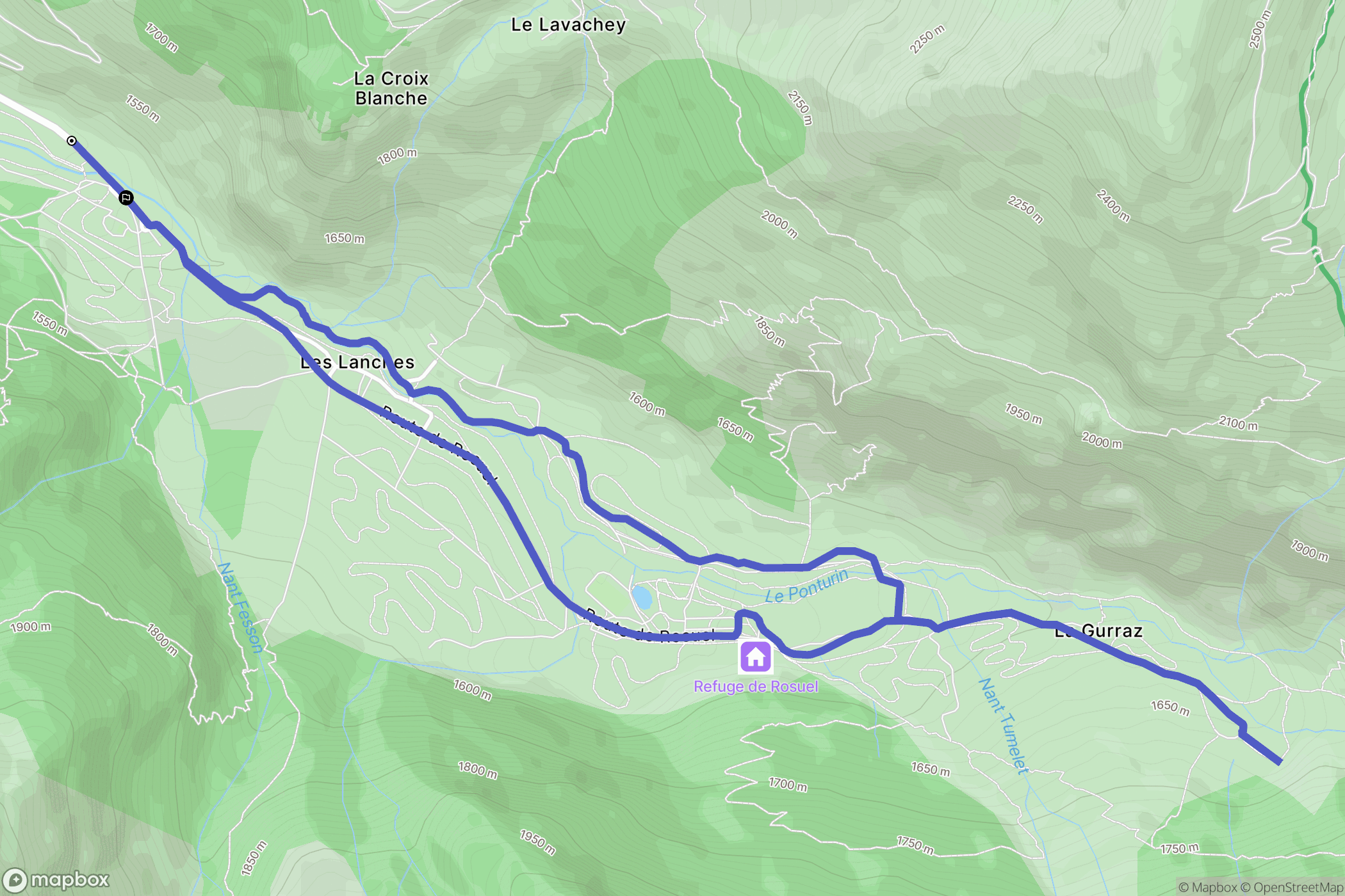 Peisey-Nancroix : carte du parcours de randonnée - France