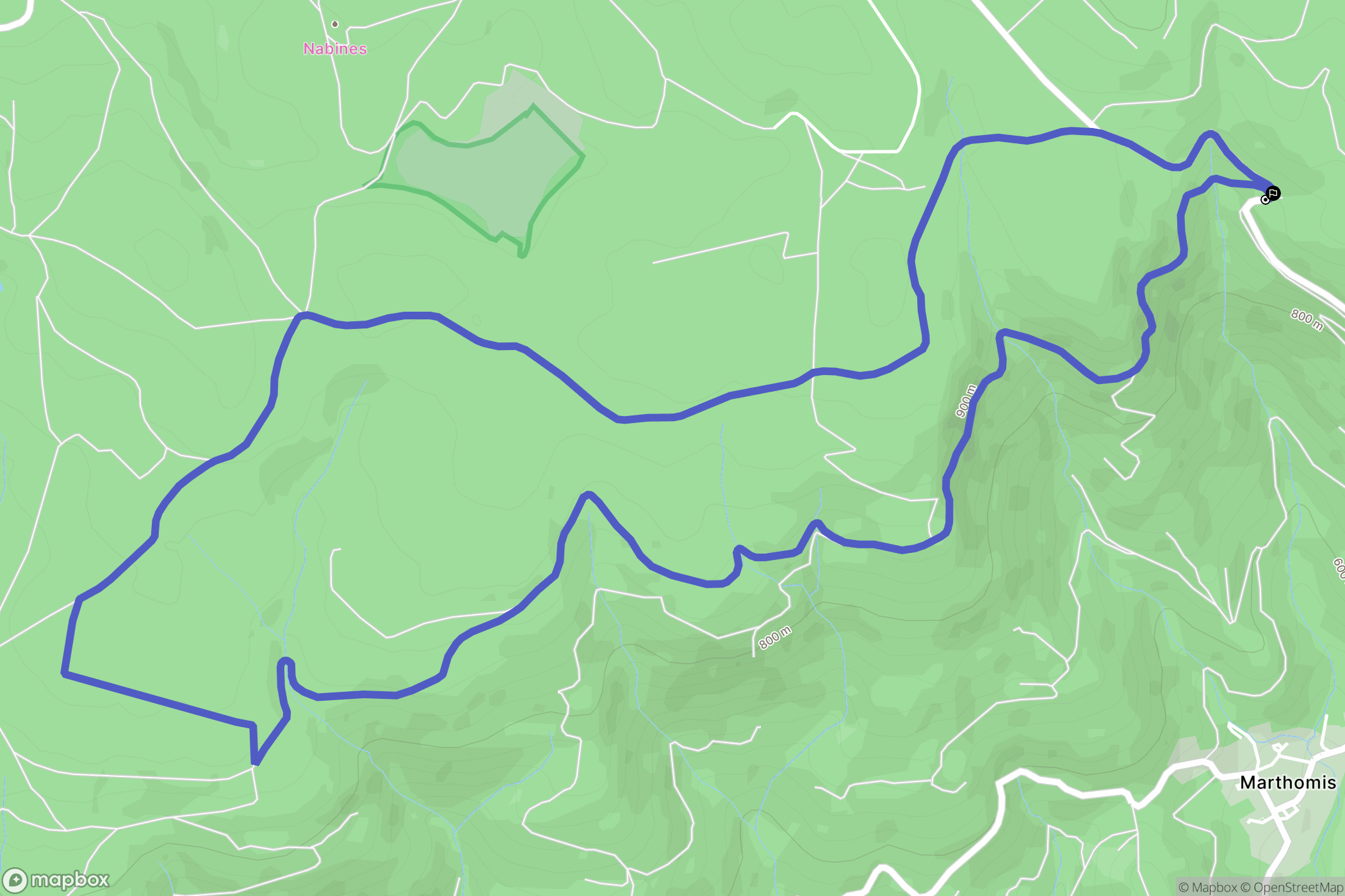 Courniou : carte du parcours de randonnée - France
