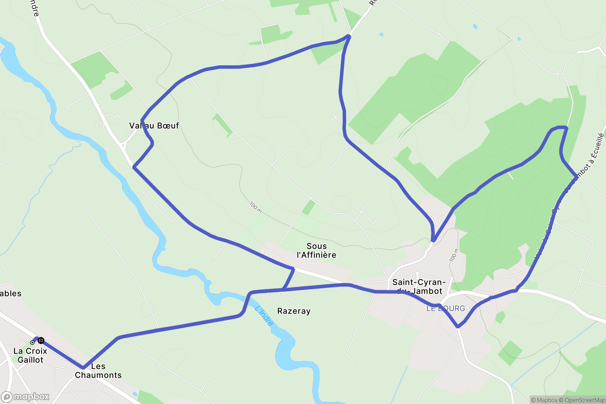 Fléré-la-Rivière : carte du parcours de randonnée - France
