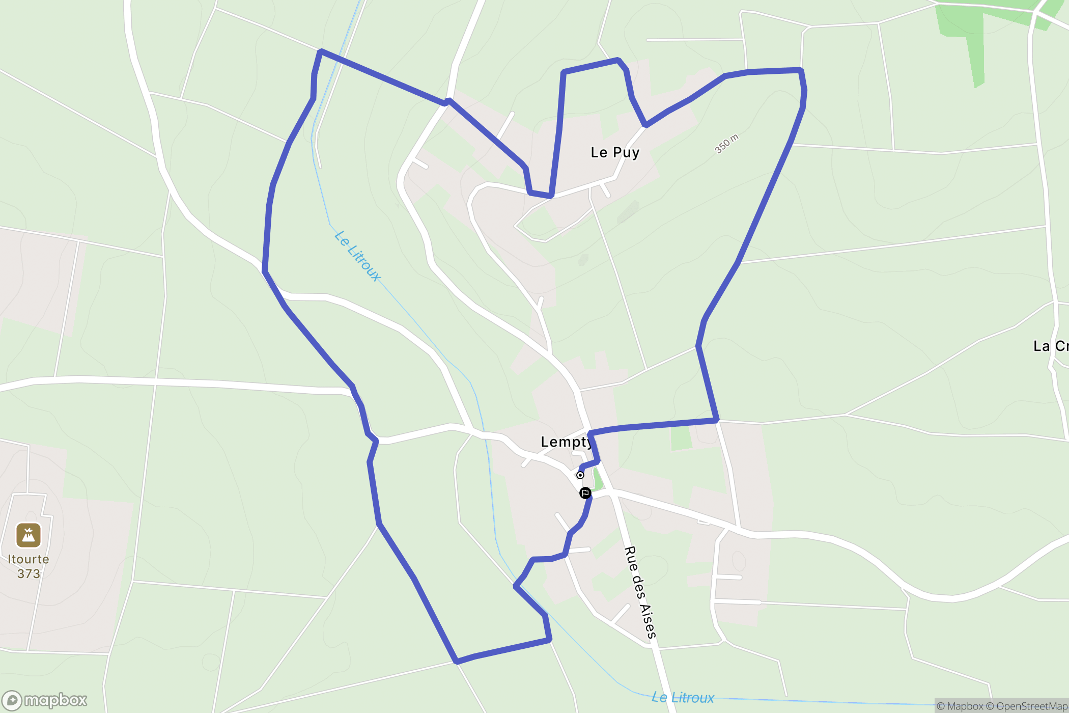 Lempty : carte du parcours de randonnée - France