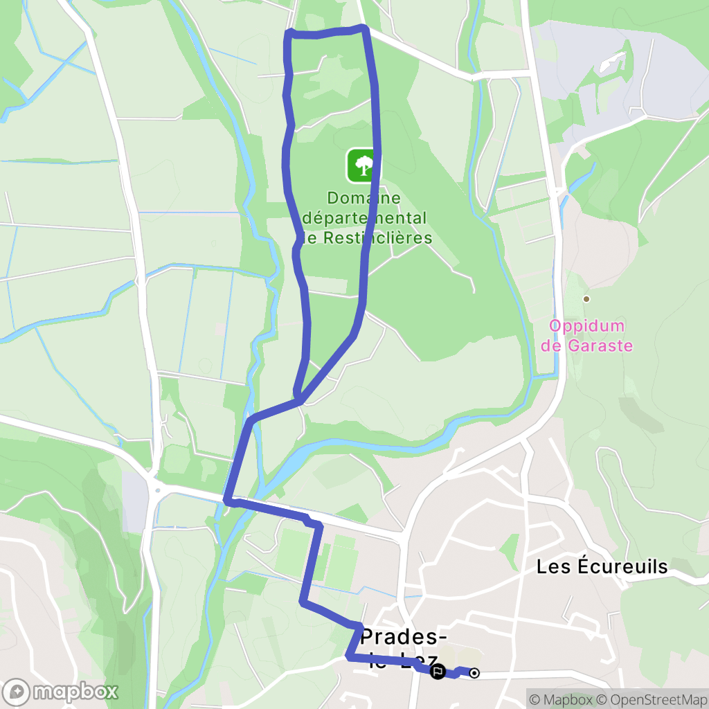 Prades-le-Lez : carte du parcours de randonnée - France