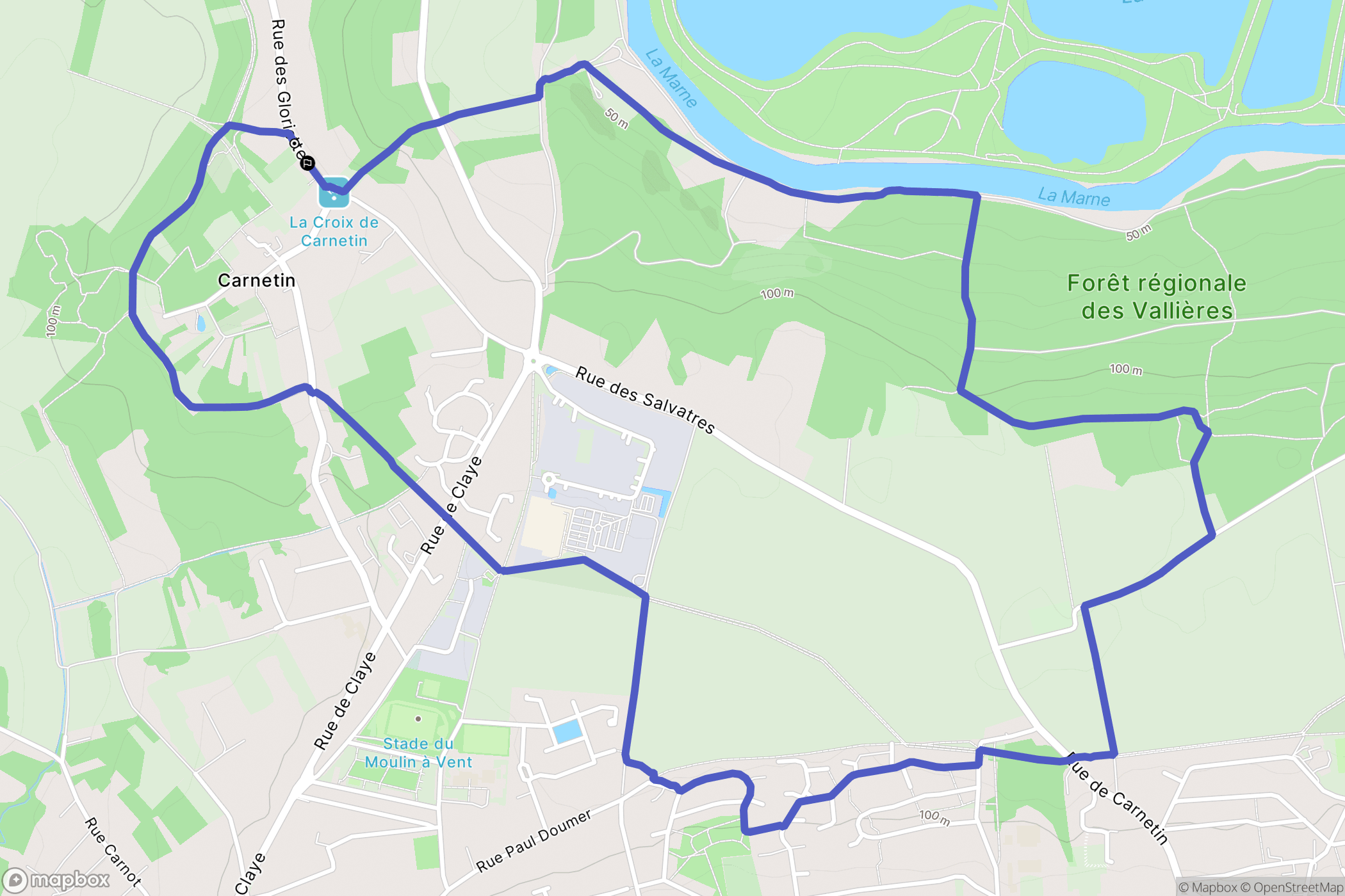 Carnetin : carte du parcours de randonnée - France