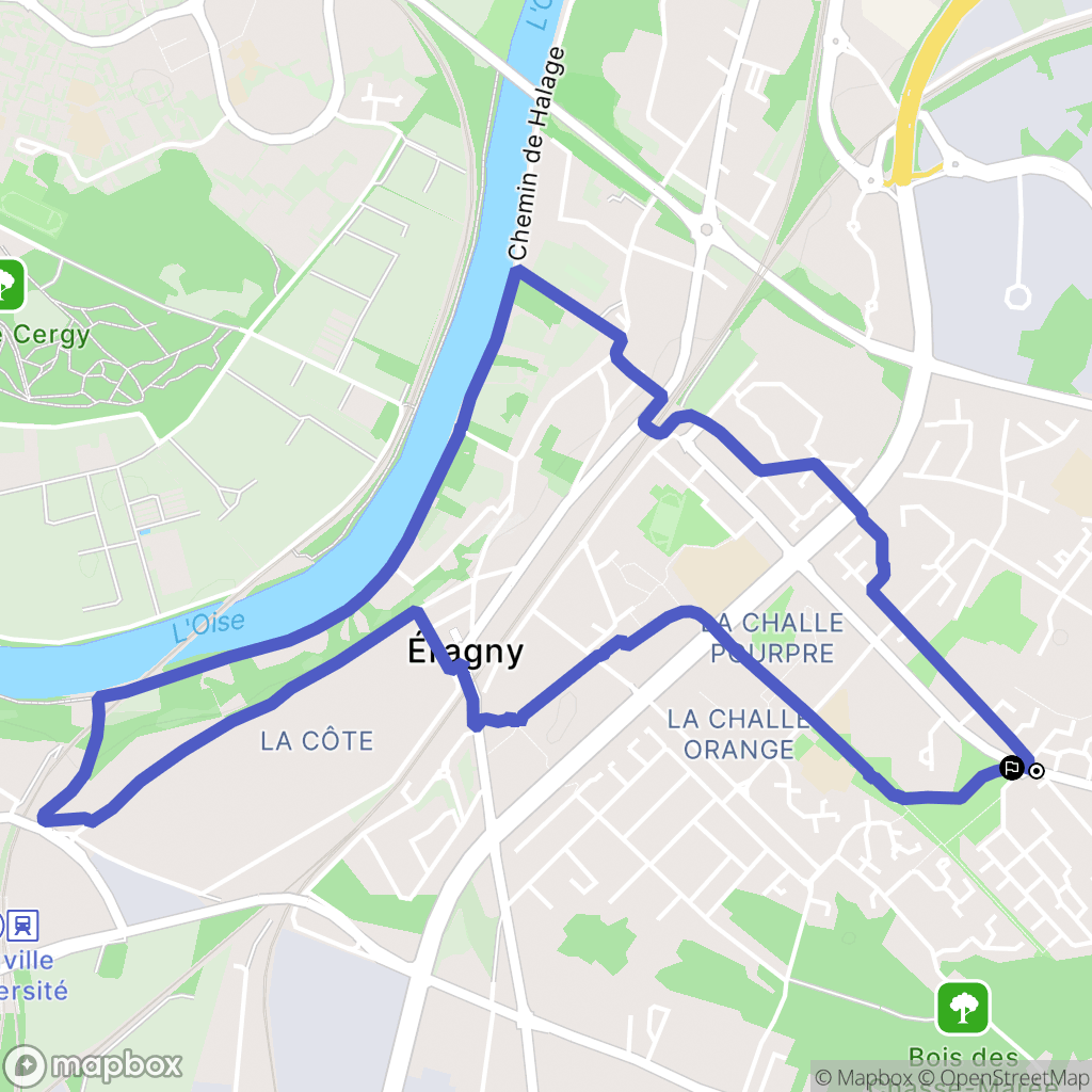 Éragny : carte du parcours de randonnée - France