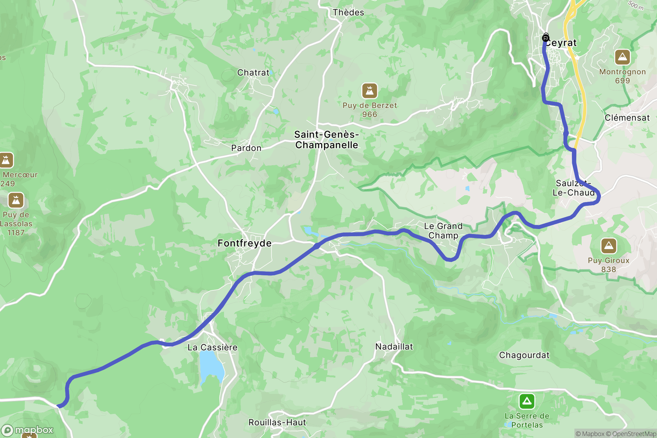 Ceyrat : carte du parcours de randonnée - France