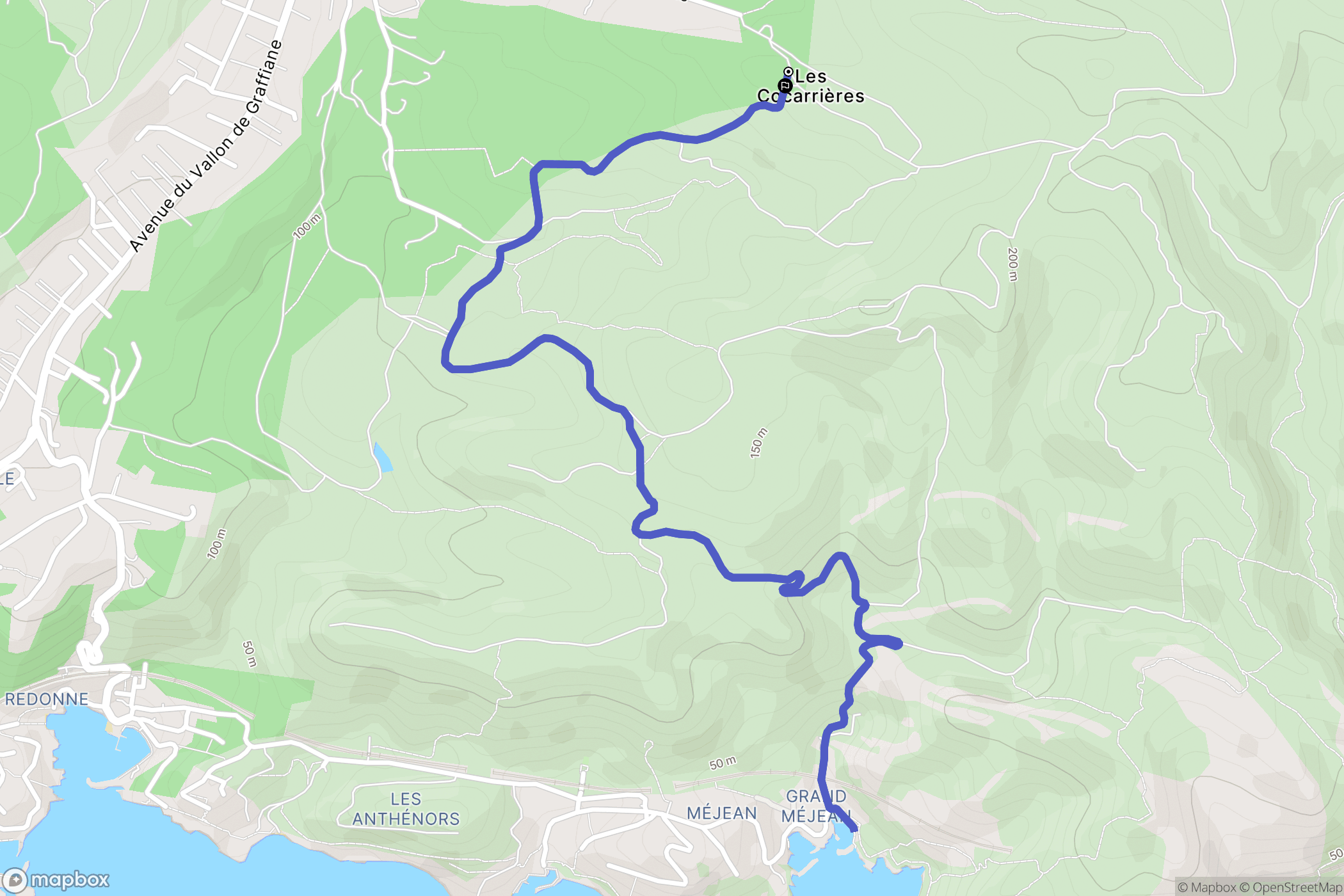 Ensuès-la-Redonne : carte du parcours de randonnée - France