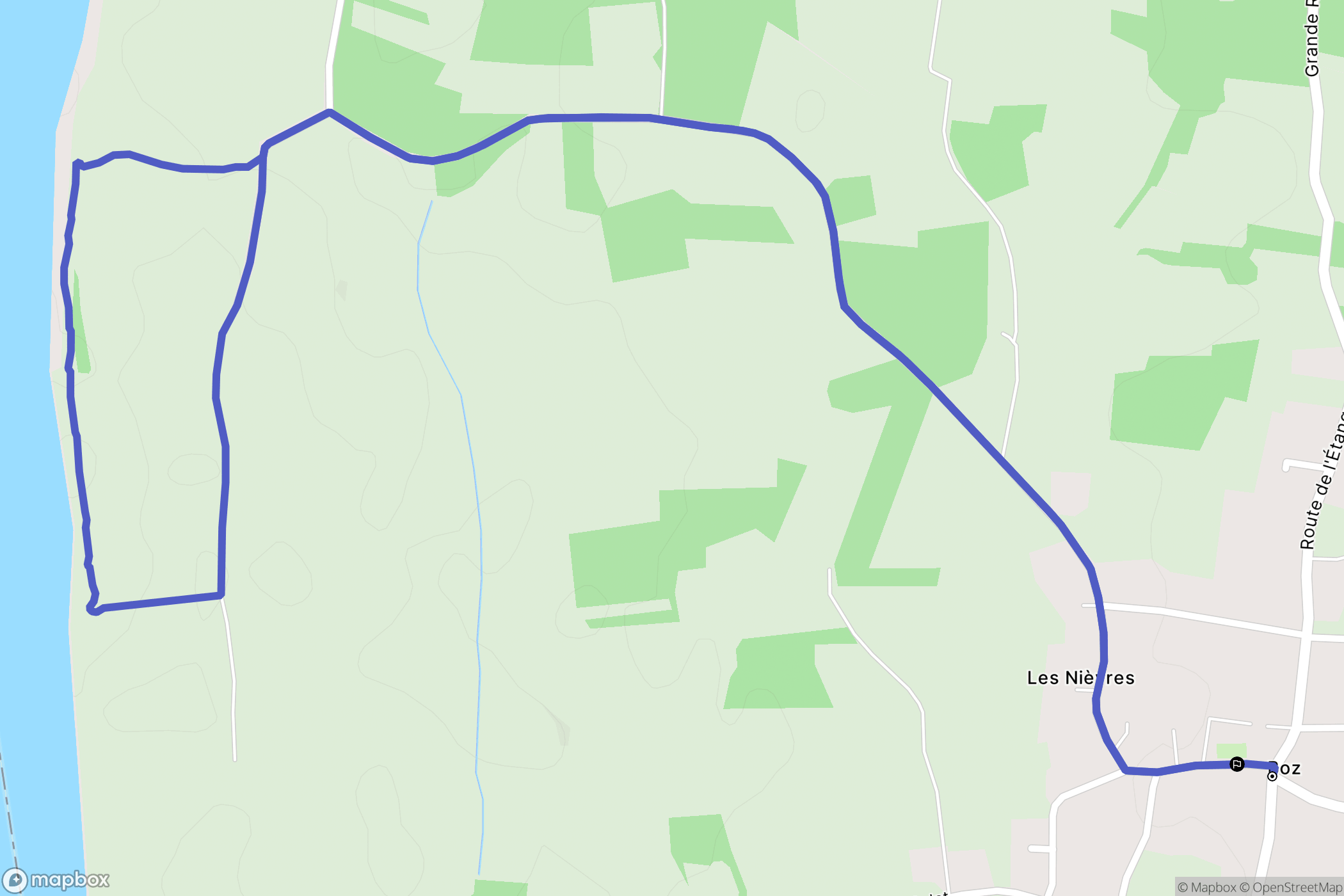 Boz : carte du parcours de randonnée - France