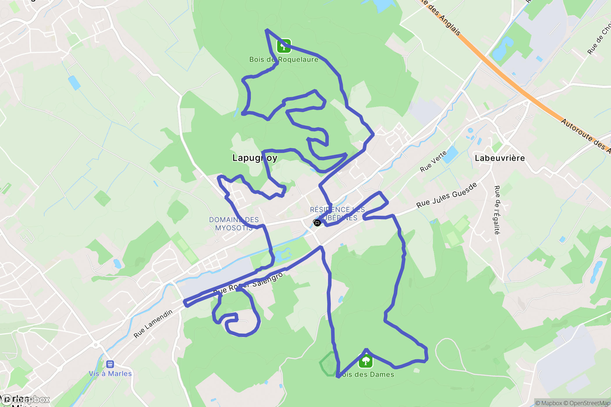 Lapugnoy : carte du parcours de randonnée - France