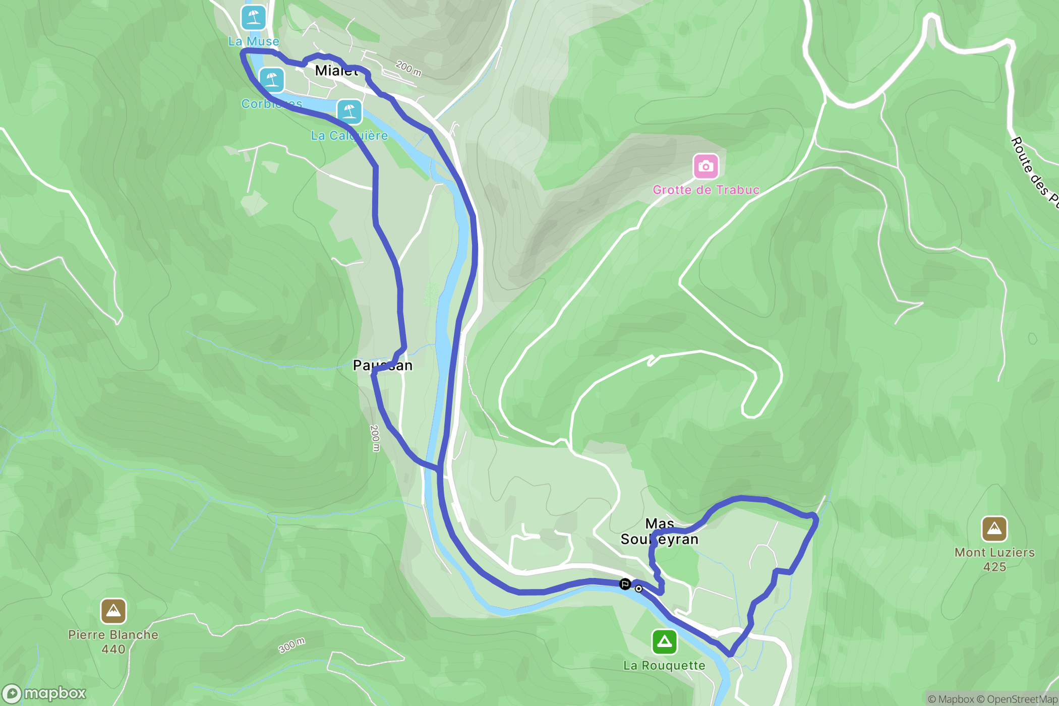 Mialet : carte du parcours de randonnée - France