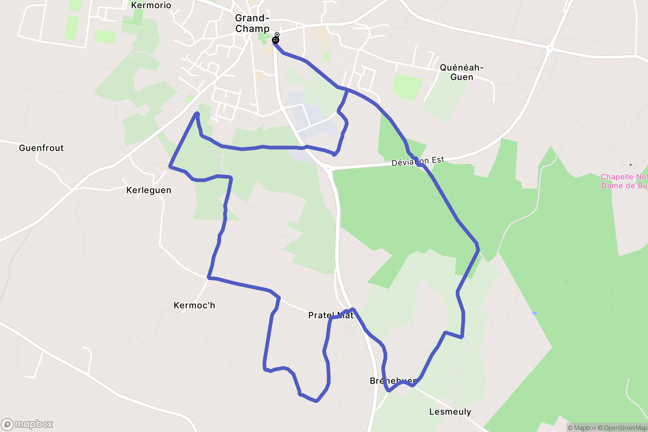 Grand-Champ : carte du parcours de randonnée - France