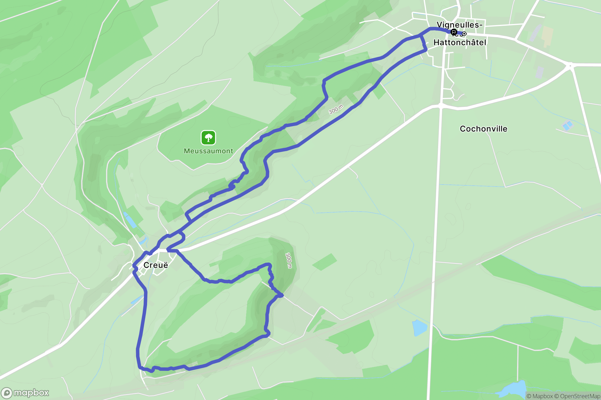 Vigneulles-lès-Hattonchâtel : carte du parcours de randonnée - France