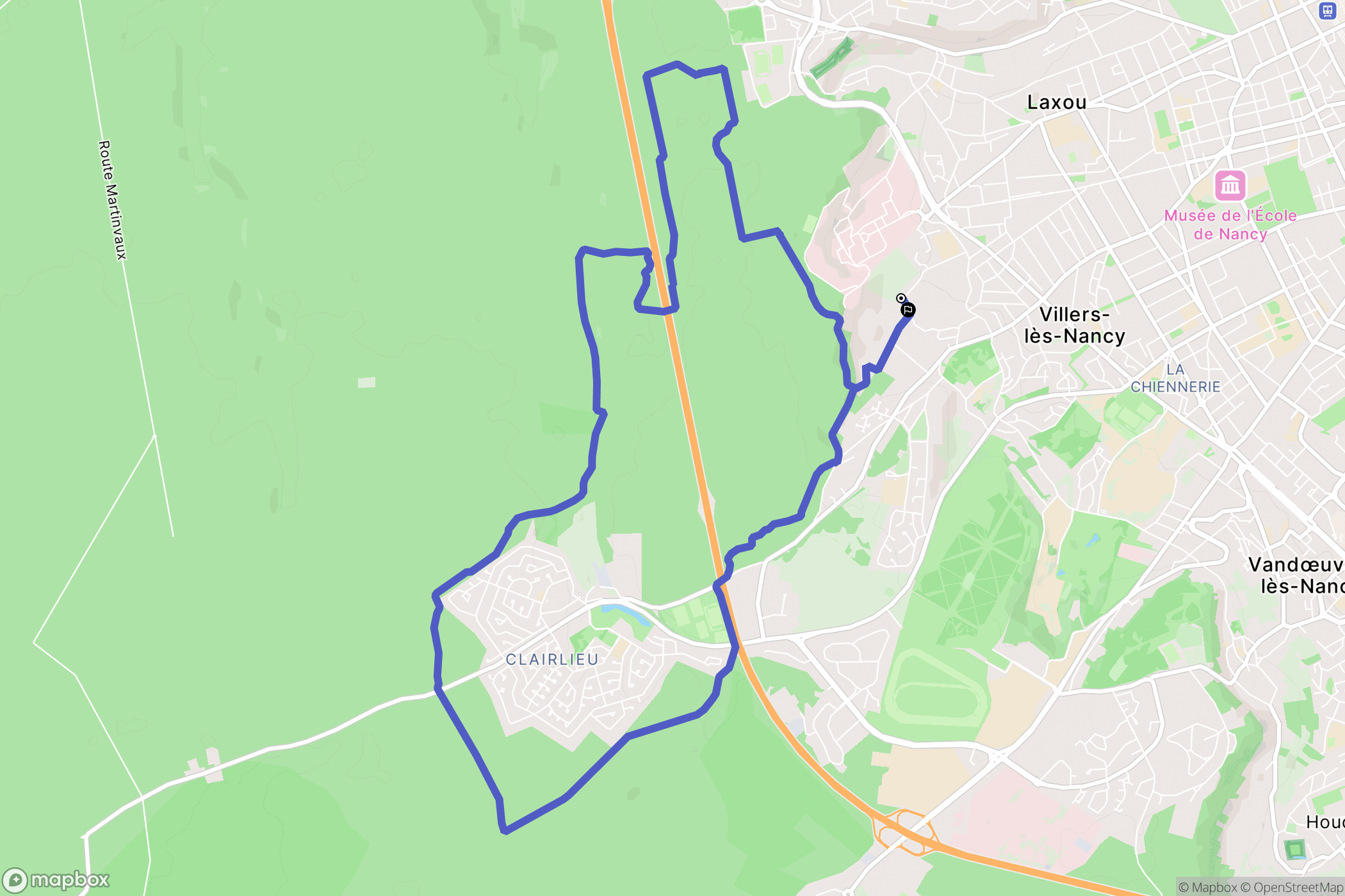 Villers-lès-Nancy : carte du parcours de randonnée - France