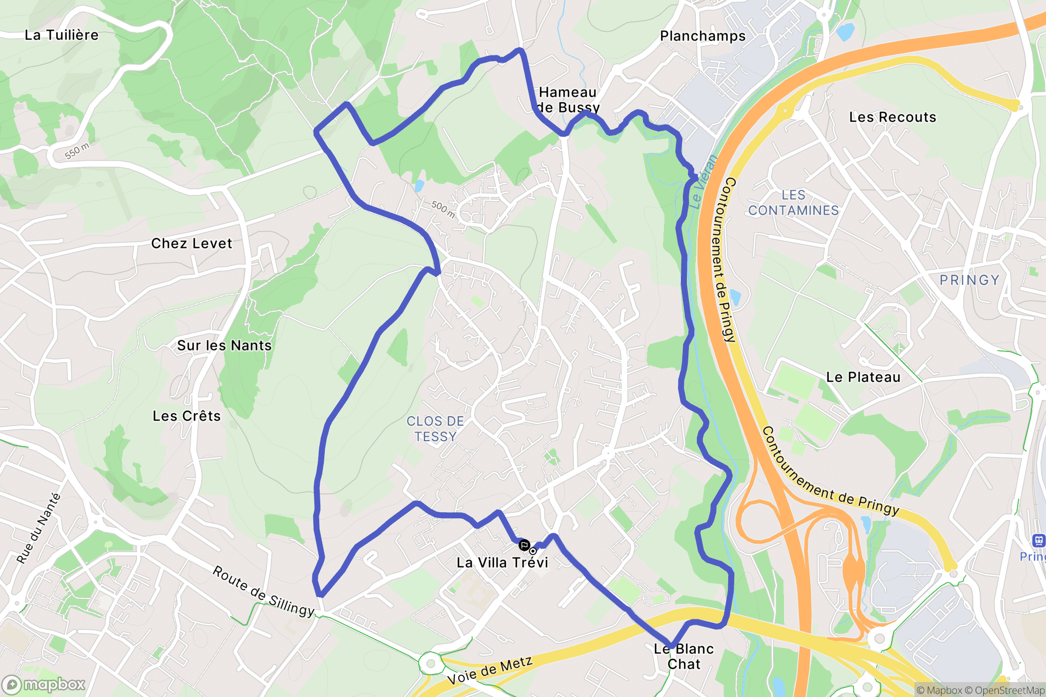 Epagny Metz-Tessy : carte du parcours de randonnée - France