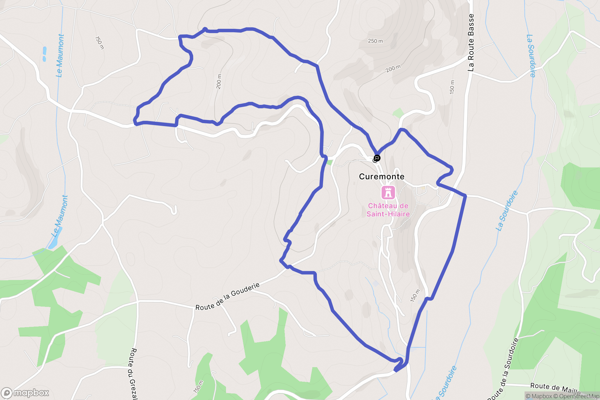 Curemonte : carte du parcours de randonnée - France