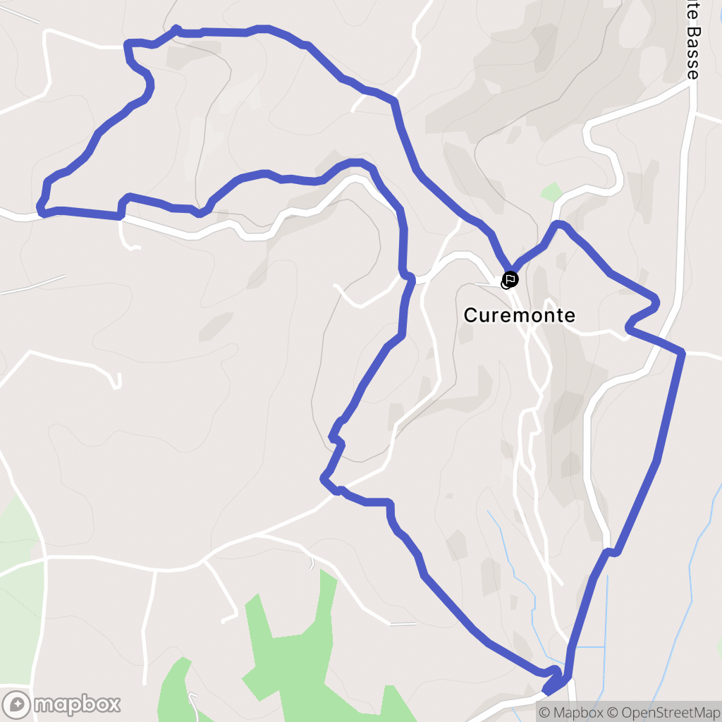 Curemonte : carte du parcours de randonnée - France