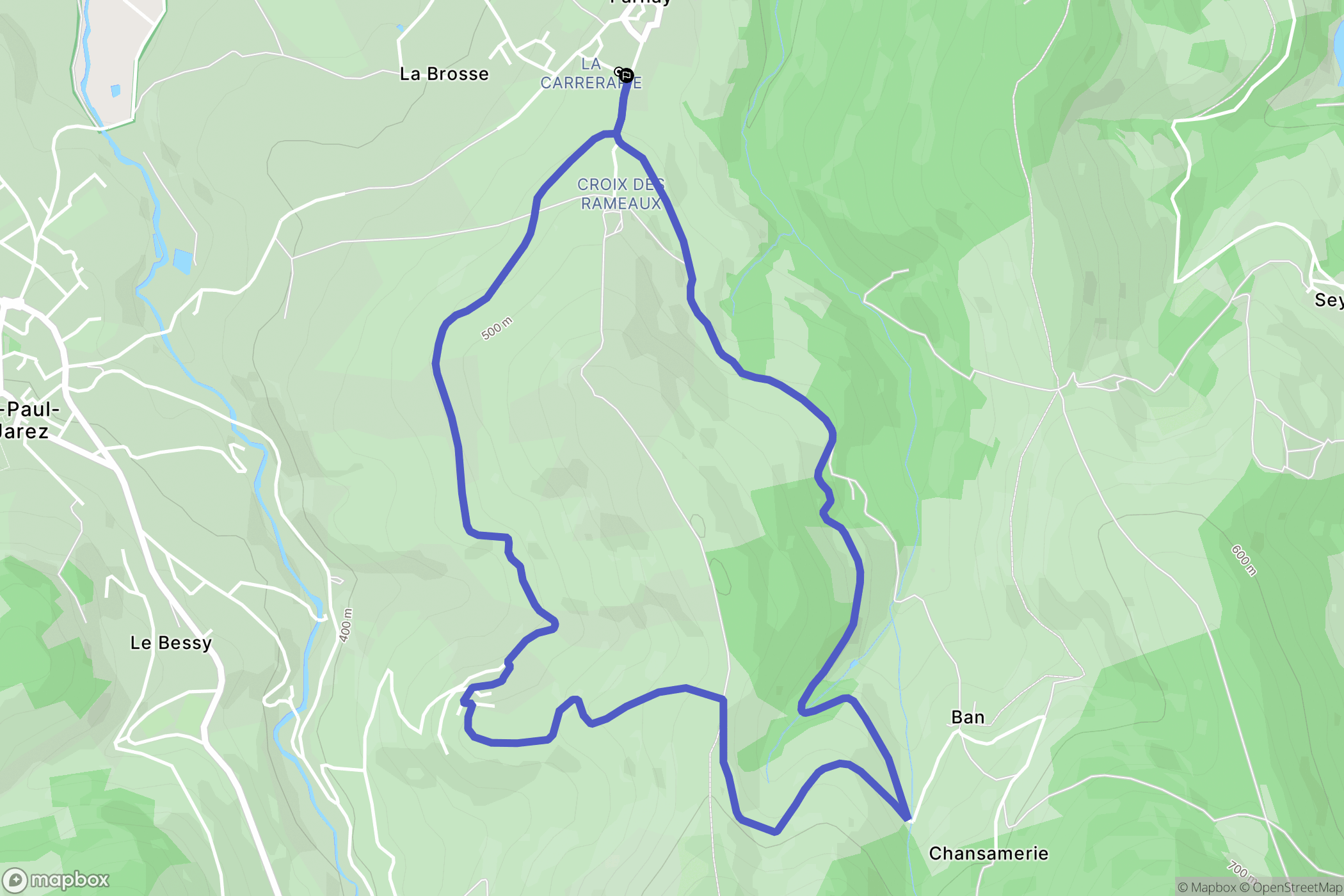 Farnay : carte du parcours de randonnée - France