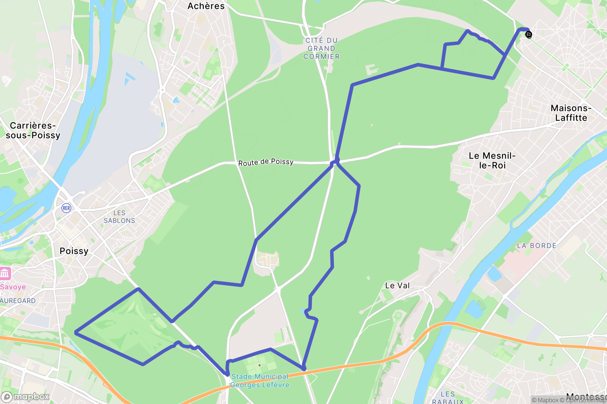 Maisons-Laffitte : carte du parcours de randonnée - France